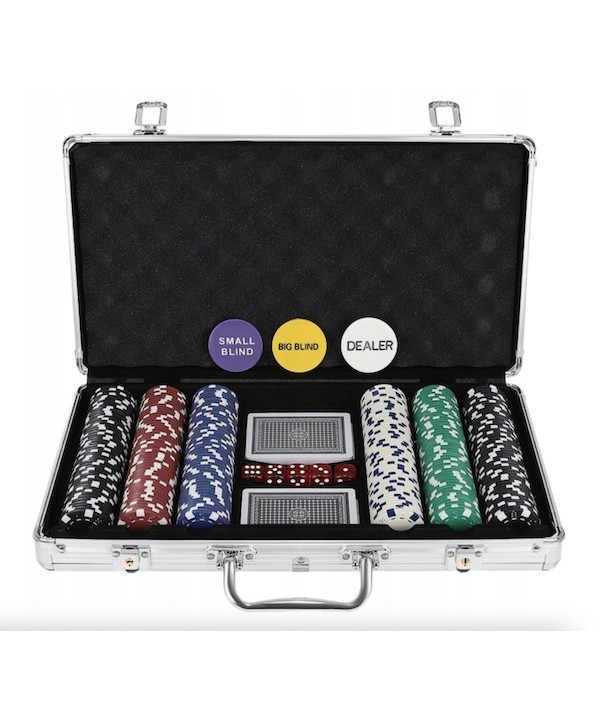 Pokerio rinkinys, 300 žetonų lagamine