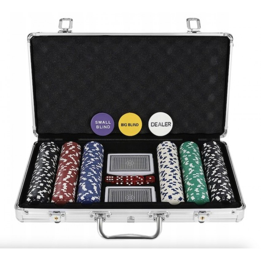 Pokerio rinkinys, 300 žetonų lagamine