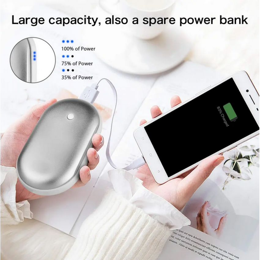 Nešiojamas rankų šildytuvas, Powerbank 10000mAh (BLUE)