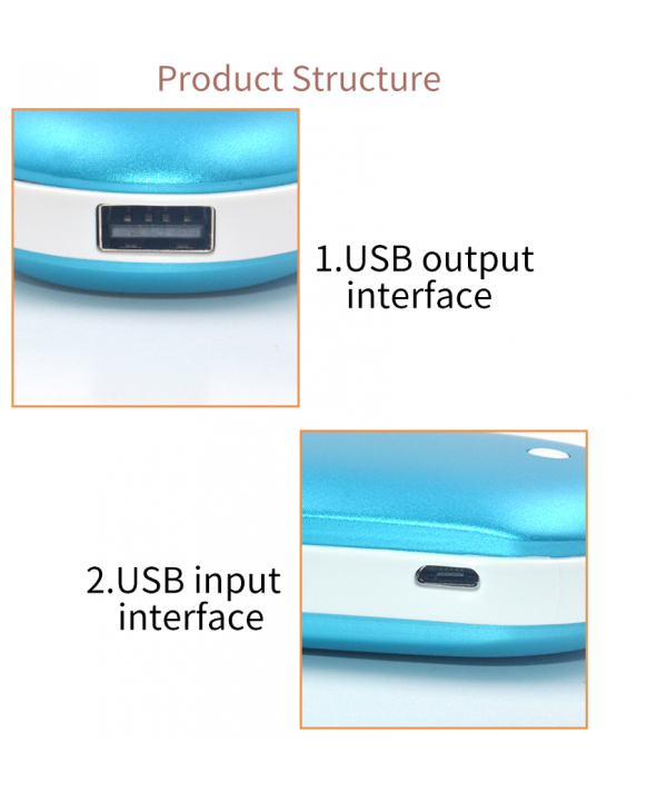 Nešiojamas rankų šildytuvas, Powerbank 10000mAh (BLUE)