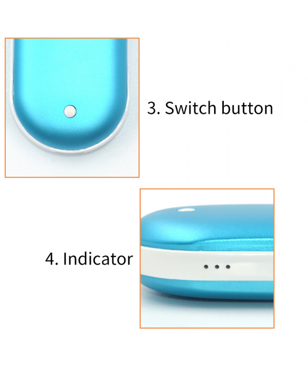 Nešiojamas rankų šildytuvas, Powerbank 10000mAh (BLUE)