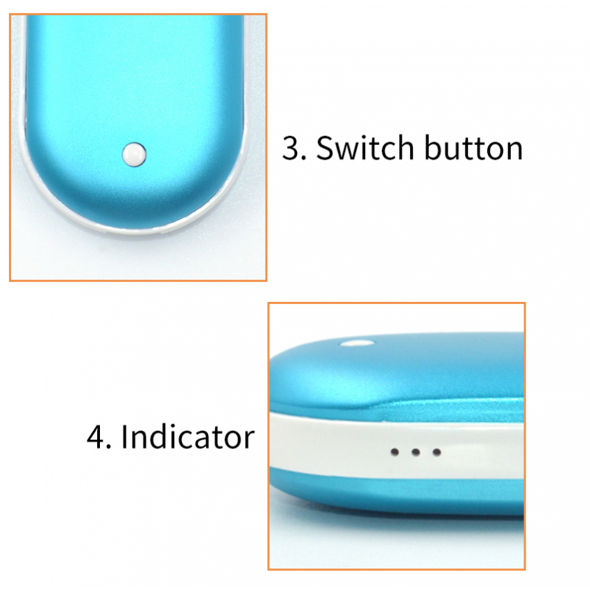 Nešiojamas rankų šildytuvas, Powerbank 10000mAh (BLUE)