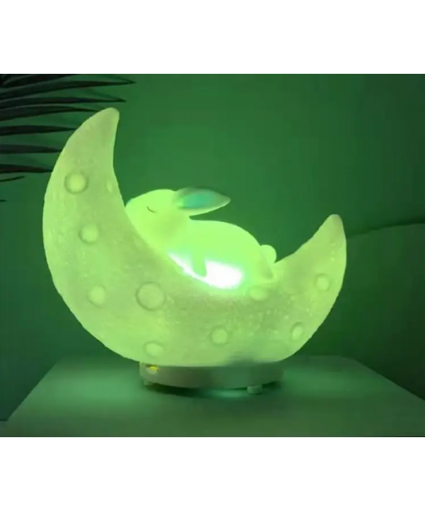 Įkraunama liečiama LED naktinė lempa vaikams Triušis ant mėnulio su Bluetooth garsiakalbiu