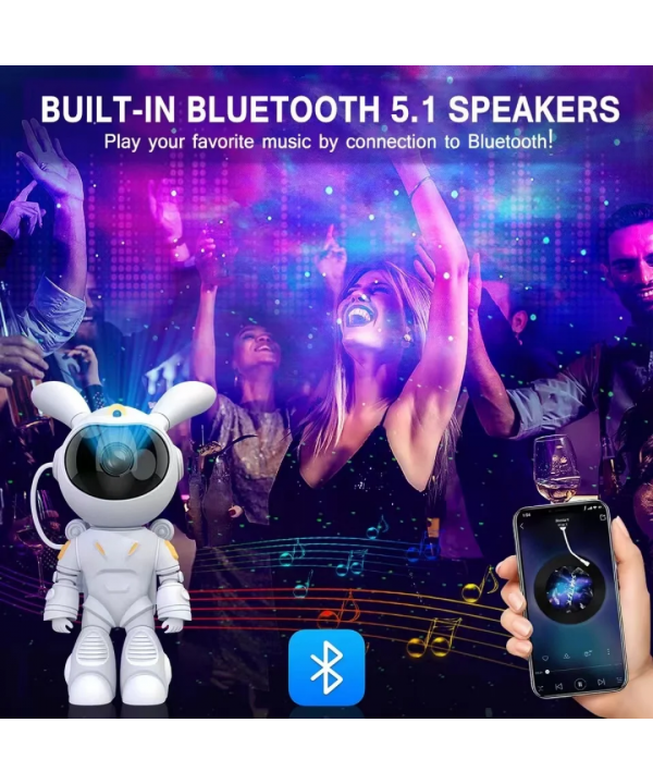 Galaktikų ir žvaigždžių projektorius Space Rabbit su Bluetooth garsiakalbiu