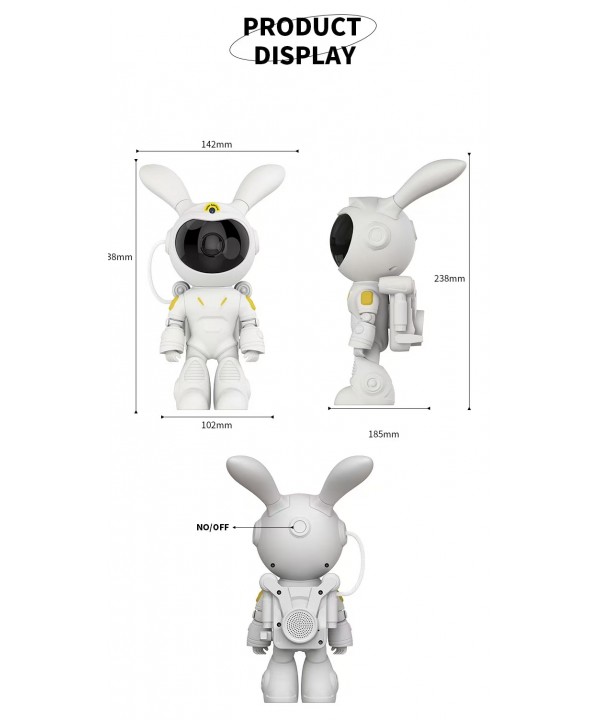 Galaktikų ir žvaigždžių projektorius Space Rabbit su Bluetooth garsiakalbiu