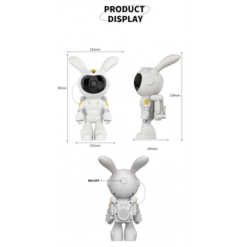 Galaktikų ir žvaigždžių projektorius Space Rabbit su Bluetooth garsiakalbiu