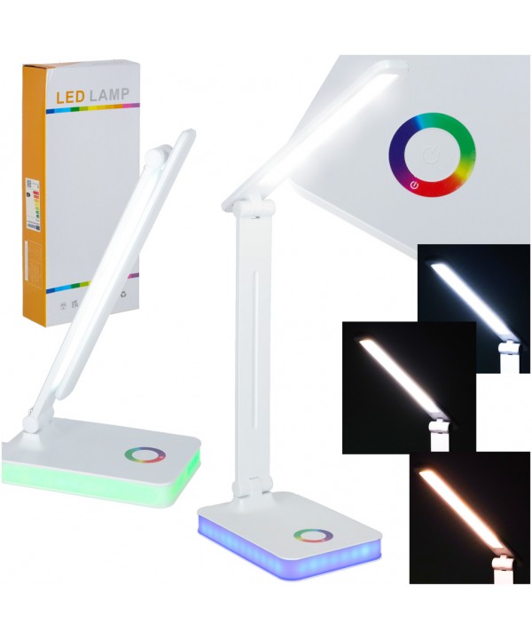 Stalinis LED šviestuvas, stalinė LED lempa su RGB pagrindo apšvietimu, USB, jutikliniu valdymu