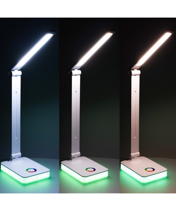 Stalinis LED šviestuvas, stalinė LED lempa su RGB pagrindo apšvietimu, USB, jutikliniu valdymu