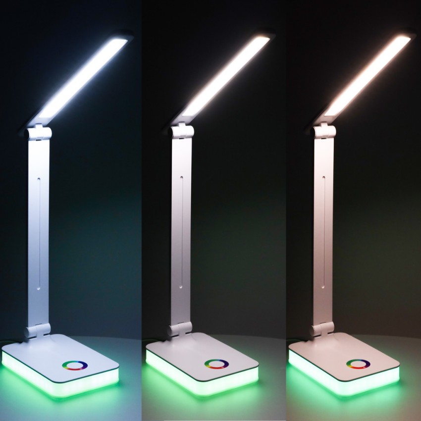 Stalinis LED šviestuvas, stalinė LED lempa su RGB pagrindo apšvietimu, USB, jutikliniu valdymu