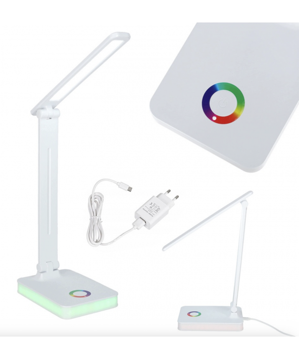 Stalinis LED šviestuvas, stalinė LED lempa su RGB pagrindo apšvietimu, USB, jutikliniu valdymu