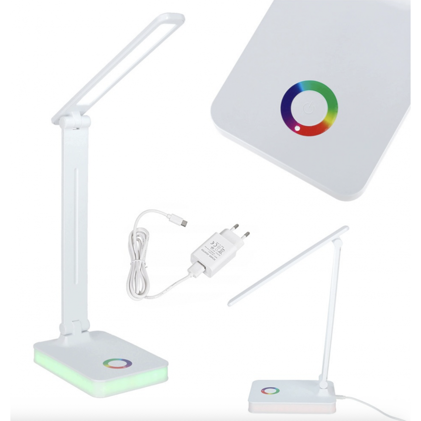 Stalinis LED šviestuvas, stalinė LED lempa su RGB pagrindo apšvietimu, USB, jutikliniu valdymu