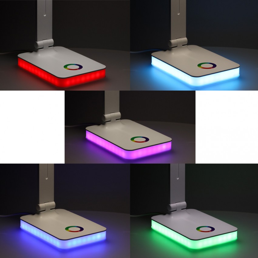 Stalinis LED šviestuvas, stalinė LED lempa su RGB pagrindo apšvietimu, USB, jutikliniu valdymu
