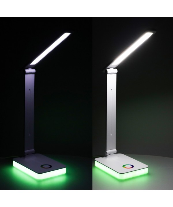Stalinis LED šviestuvas, stalinė LED lempa su RGB pagrindo apšvietimu, USB, jutikliniu valdymu