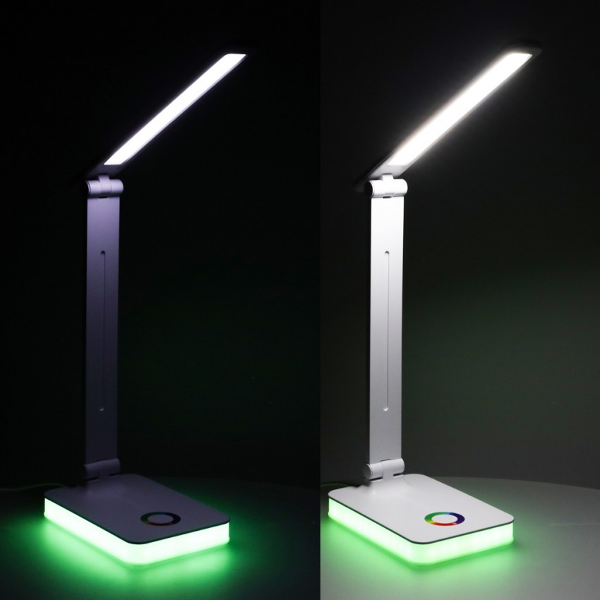 Stalinis LED šviestuvas, stalinė LED lempa su RGB pagrindo apšvietimu, USB, jutikliniu valdymu