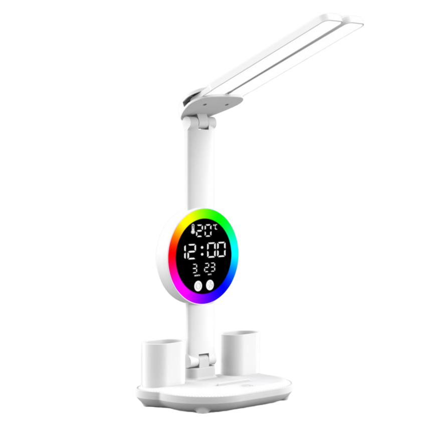 Stalinis LED šviestuvas su termometru, kalendoriumi, laikrodžiu ir RGB apšvietimu