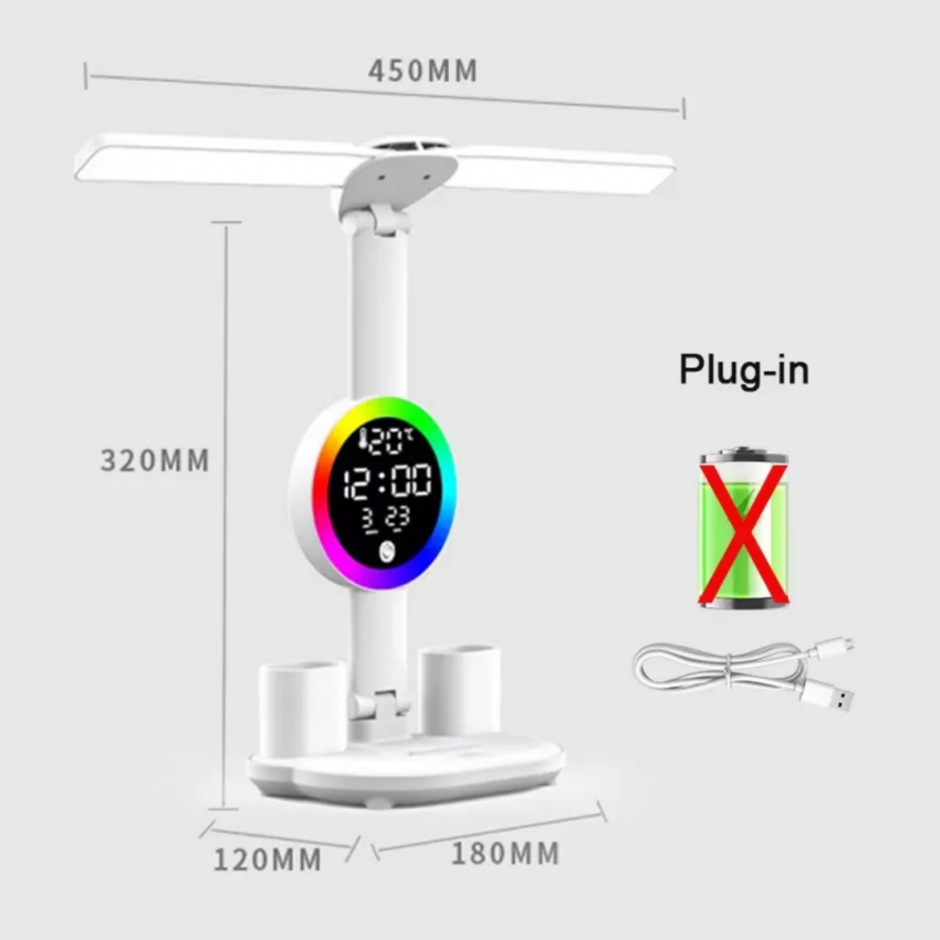 Stalinis LED šviestuvas su termometru, kalendoriumi, laikrodžiu ir RGB apšvietimu