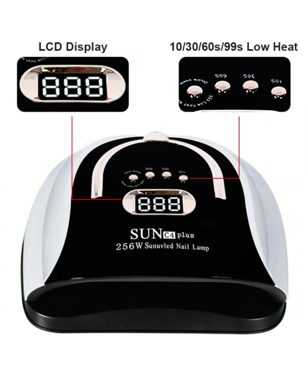 UV/LED Nagų lempa Sun C4 Plus 256W su 57 LED ir LCD ekranu