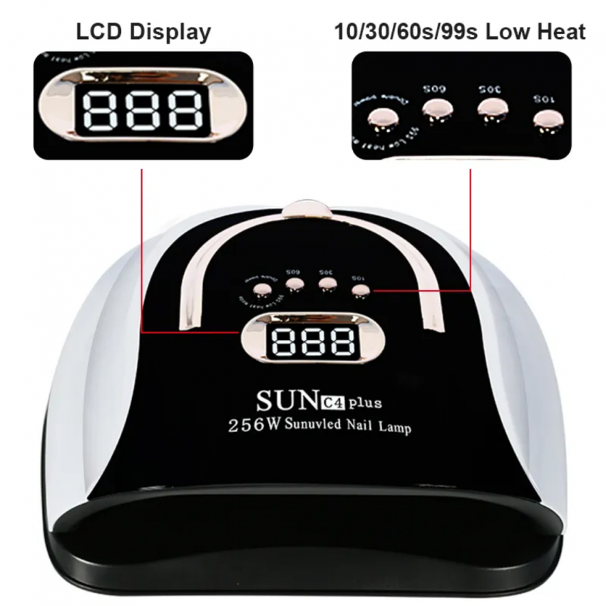 UV/LED Nagų lempa Sun C4 Plus 256W su 57 LED ir LCD ekranu