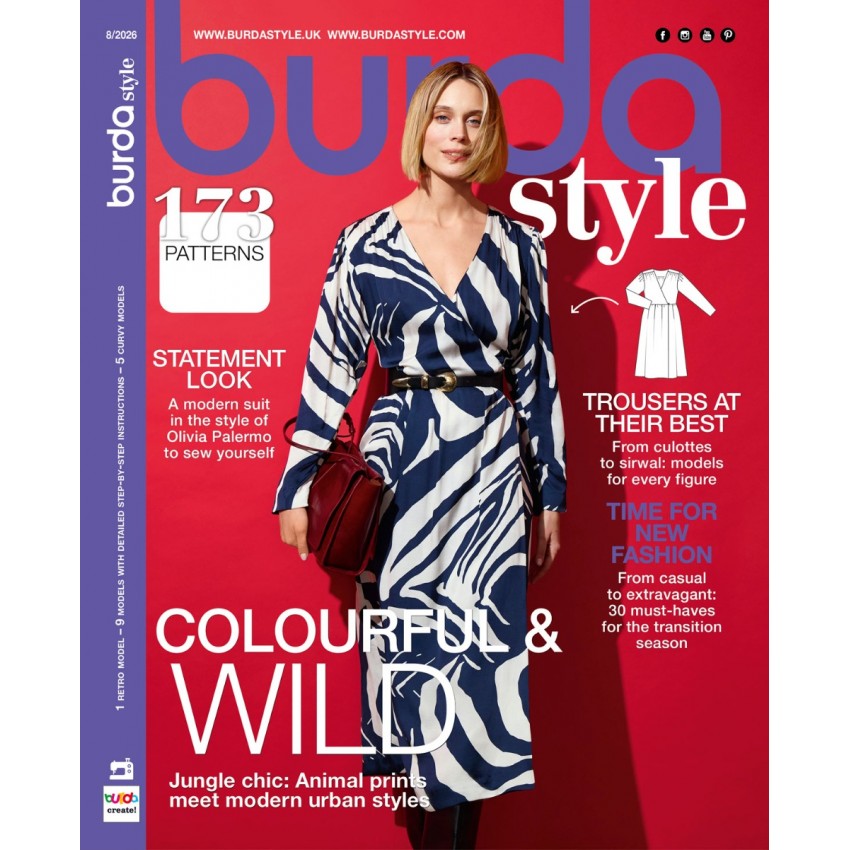 Burda style 2026/08 siuvimo žurnalo numeris anglų kalba