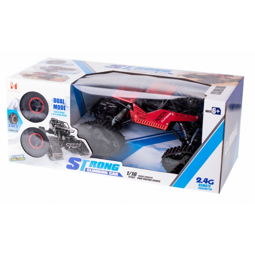 Nuotoliniu būdu valdomas visureigis RC Rock Crawler 4x4 LHC012, 2 viename, 1:16, raudonas
