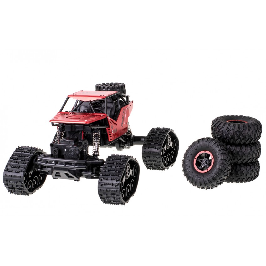 Nuotoliniu būdu valdomas visureigis RC Rock Crawler 4x4 LHC012, 2 viename, 1:16, raudonas