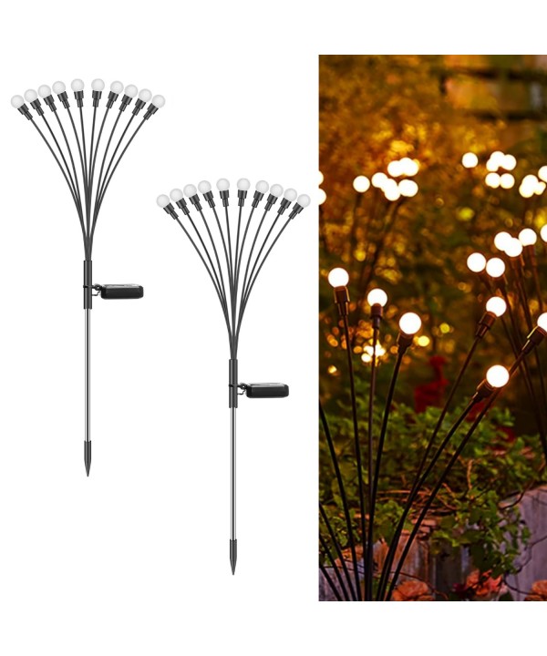 Saulės energija įkraunamas sodo šviestuvas su 10 LED lempučių (75 cm), 2vnt.