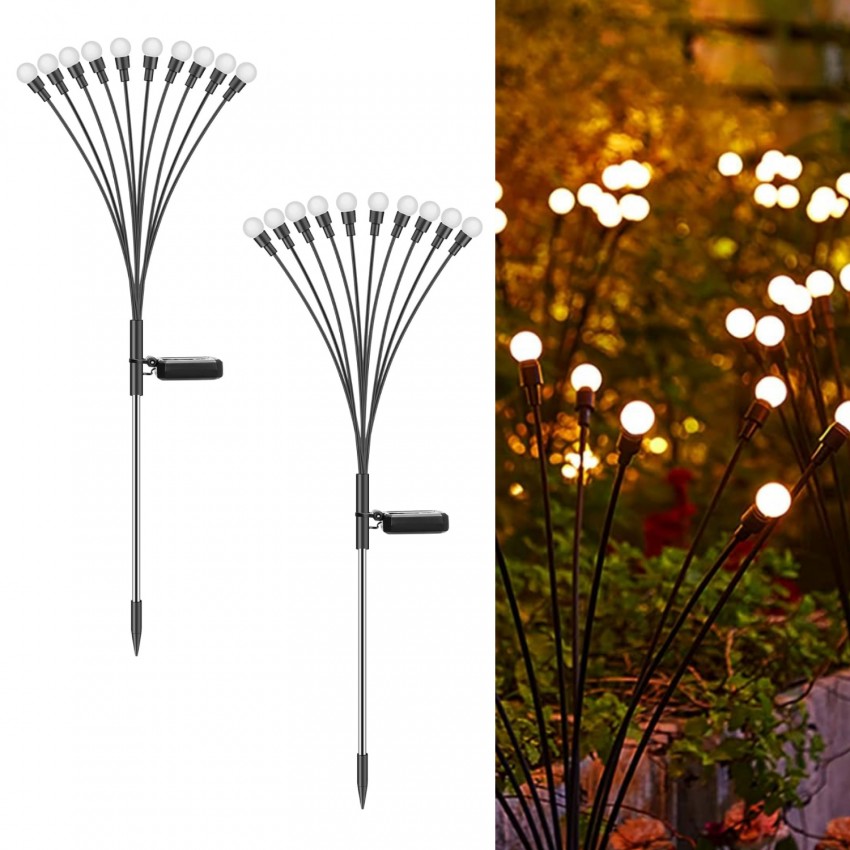 Saulės energija įkraunamas sodo šviestuvas su 10 LED lempučių (75 cm), 2vnt.