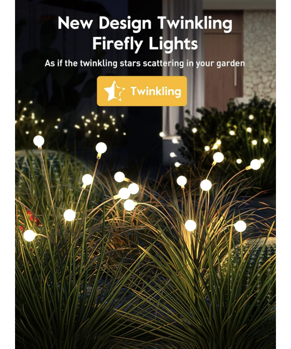 Saulės energija įkraunamas sodo šviestuvas su 10 LED lempučių (75 cm), 2vnt.