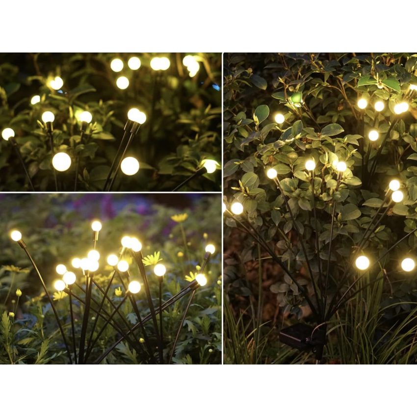 Saulės energija įkraunamas sodo šviestuvas su 10 LED lempučių (75 cm), 2vnt.
