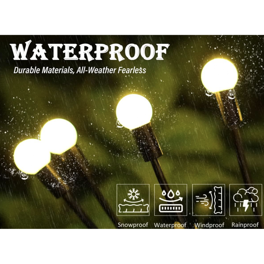 Saulės energija įkraunamas sodo šviestuvas su 10 LED lempučių (75 cm), 2vnt.