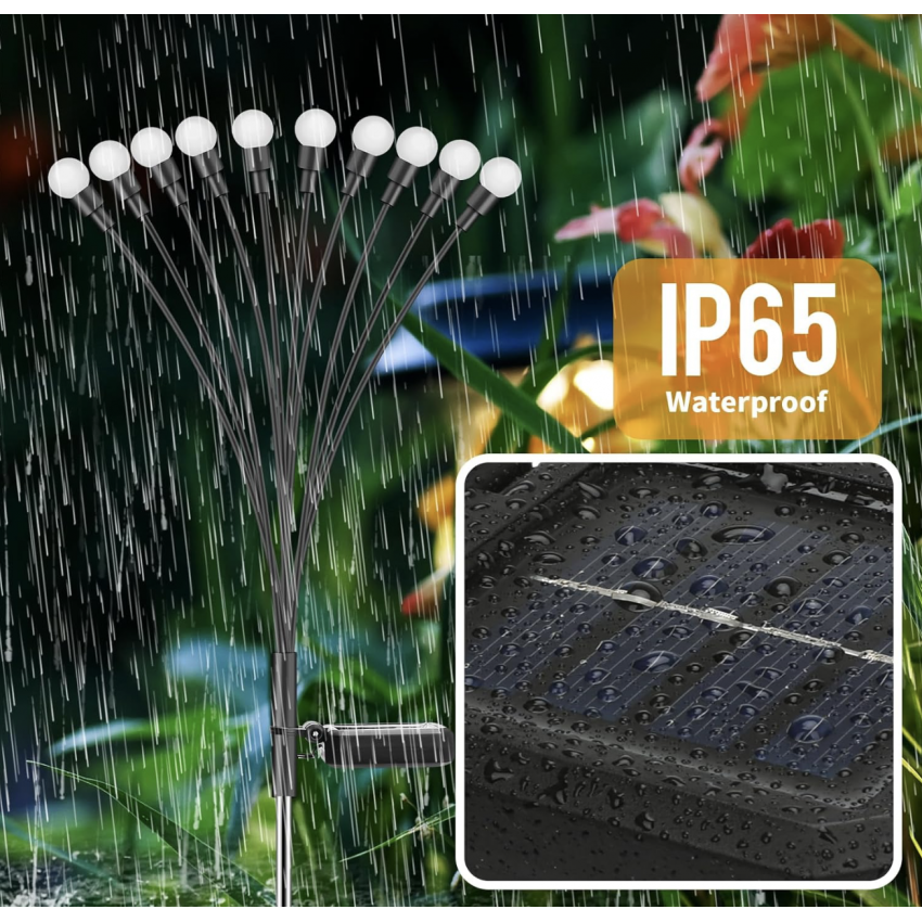 Saulės energija įkraunamas sodo šviestuvas su 10 LED lempučių (75 cm), 2vnt.