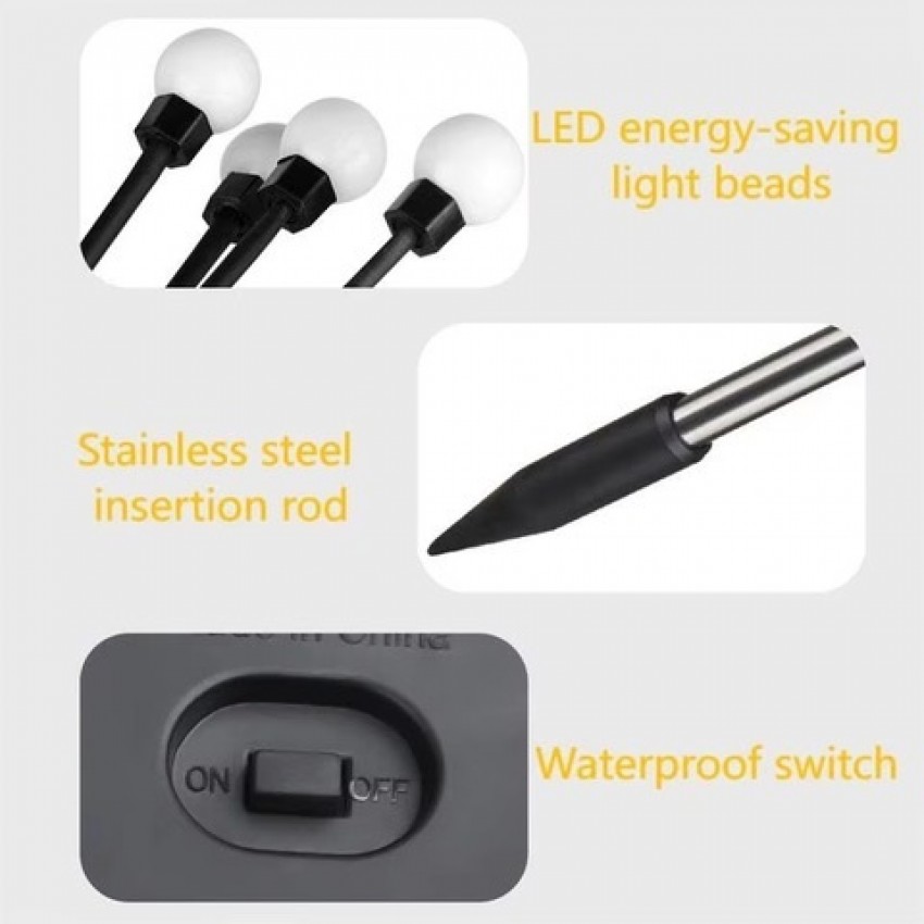 Saulės energija įkraunamas sodo šviestuvas su 10 LED lempučių (75 cm), 2vnt.