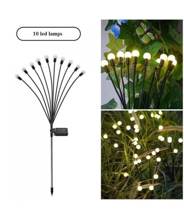 Saulės energija įkraunamas sodo šviestuvas su 10 LED lempučių (75 cm), 2vnt.