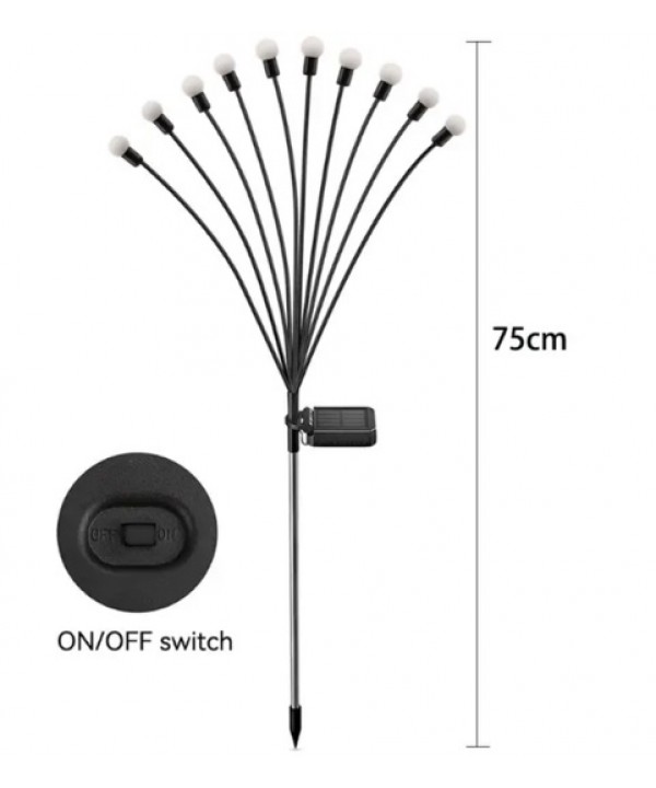 Saulės energija įkraunamas sodo šviestuvas su 10 LED lempučių (75 cm), 2vnt.